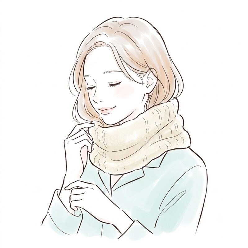 ネックウォーマーをつける人のイラスト